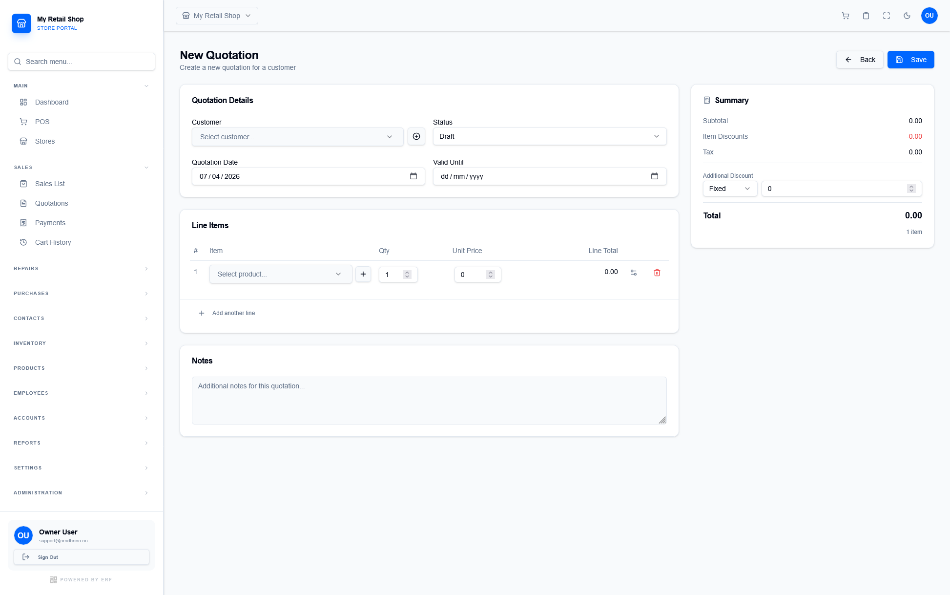 New Quotation Interface