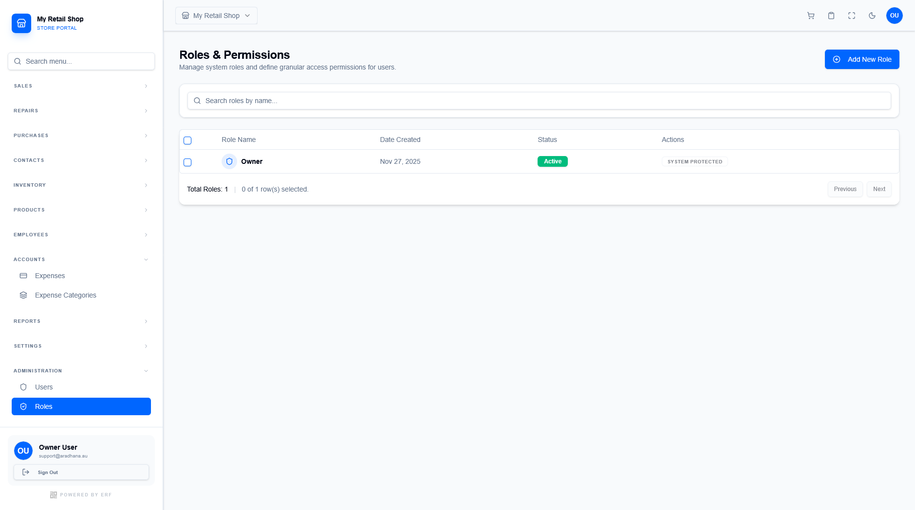 Roles & Permissions List