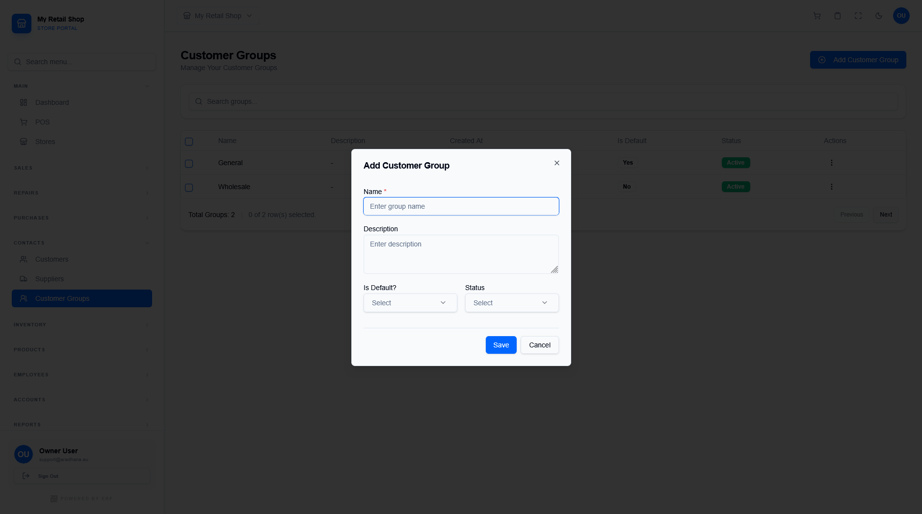 Add Customer Group Modal