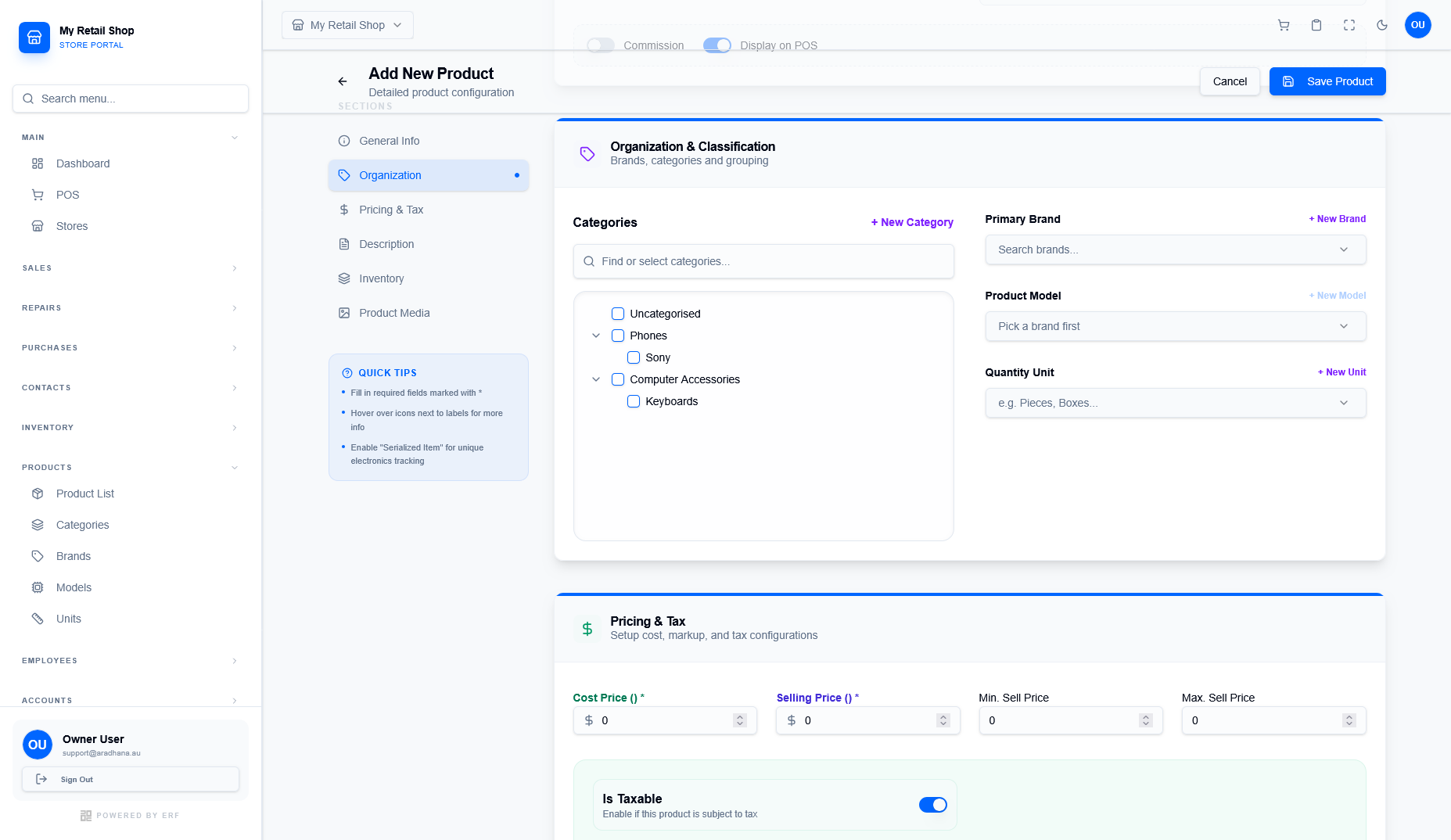 Organization and Pricing