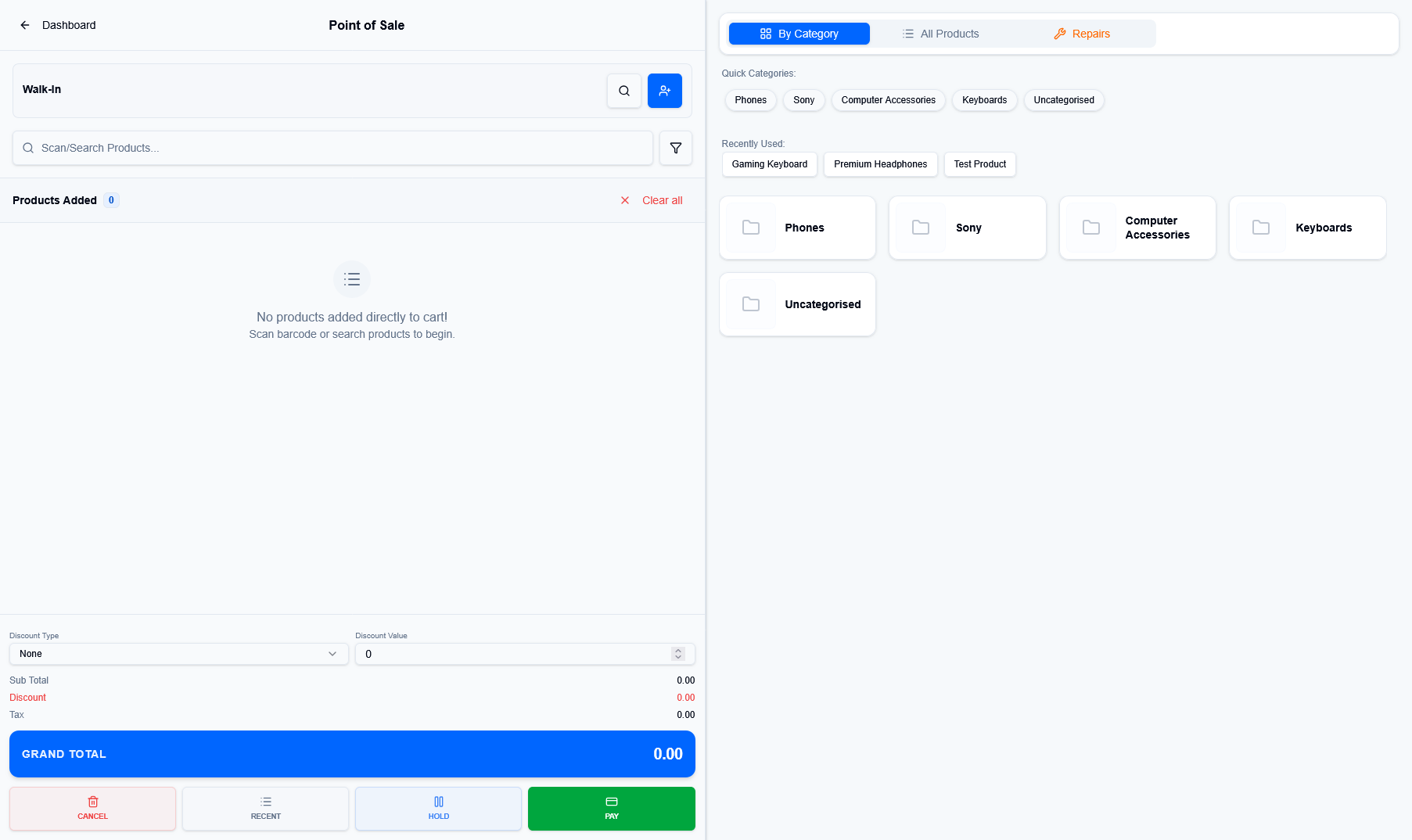POS Interface Dashboard