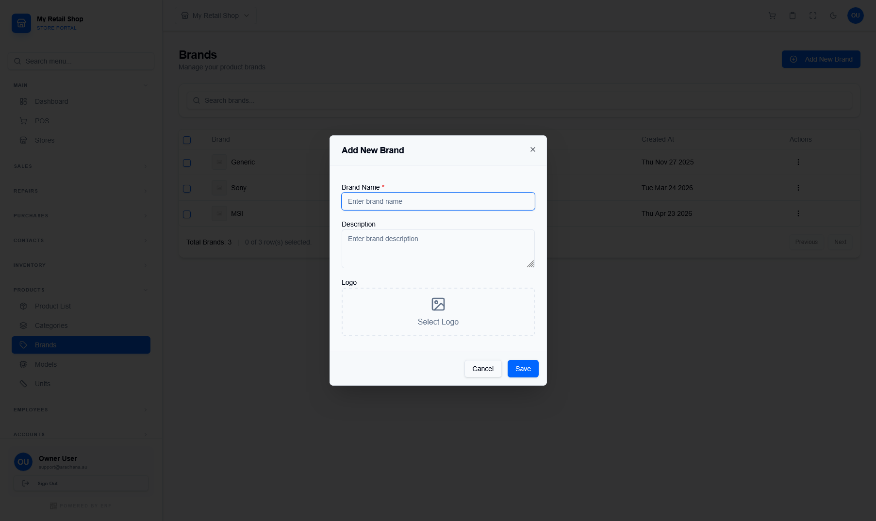 Add New Brand Modal