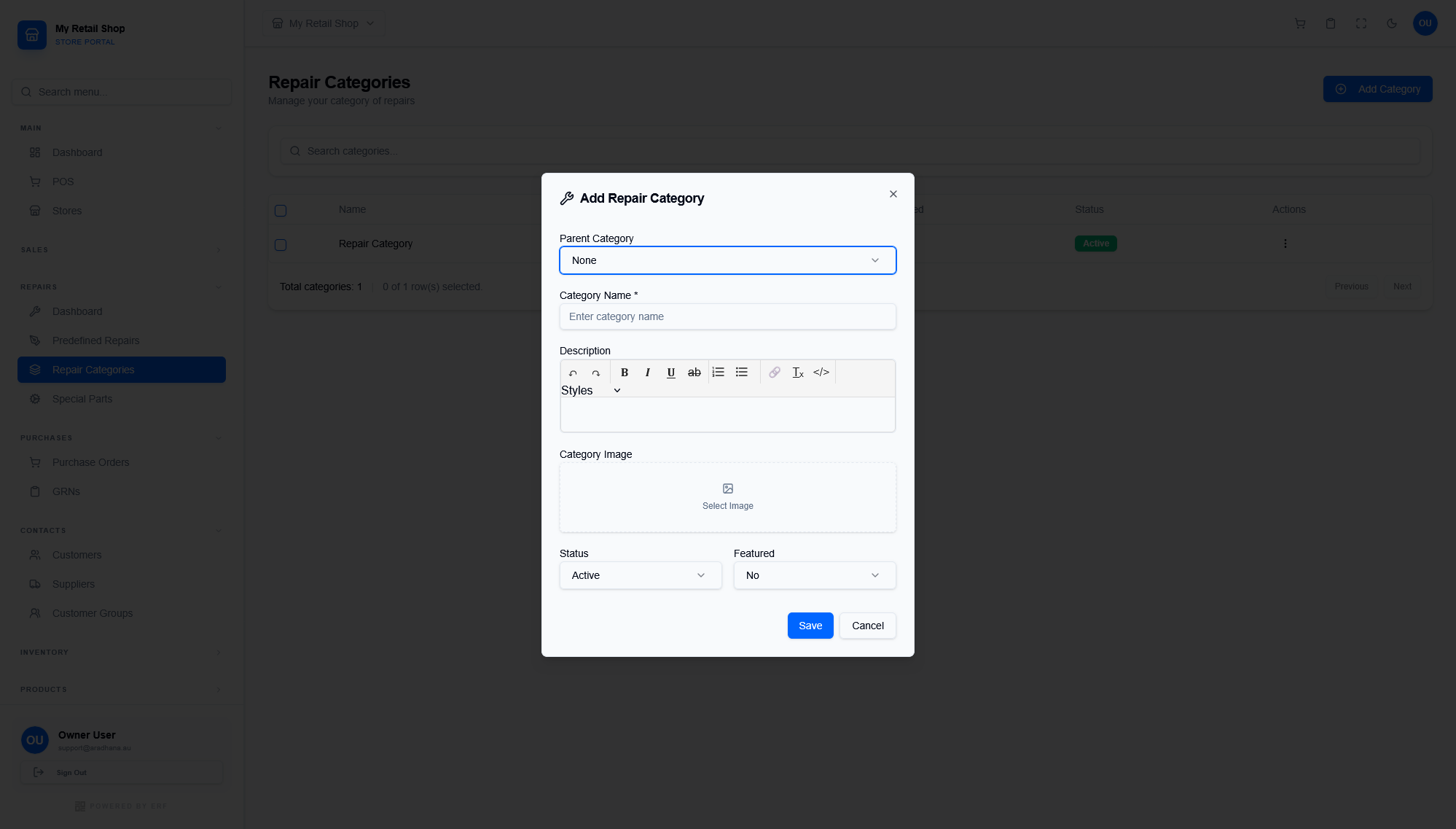 Add Repair Category Modal