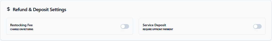 Refund and Deposit Settings